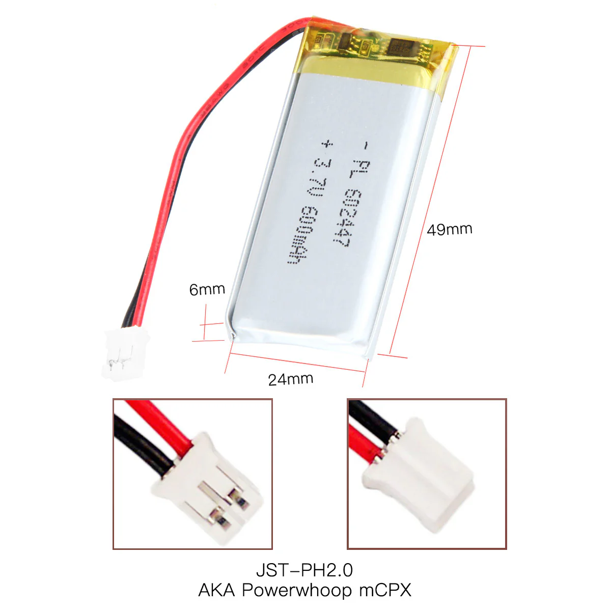 YDL 3.7V 600mAh 602447 Rechargeable Lithium Polymer Battery - Image 4