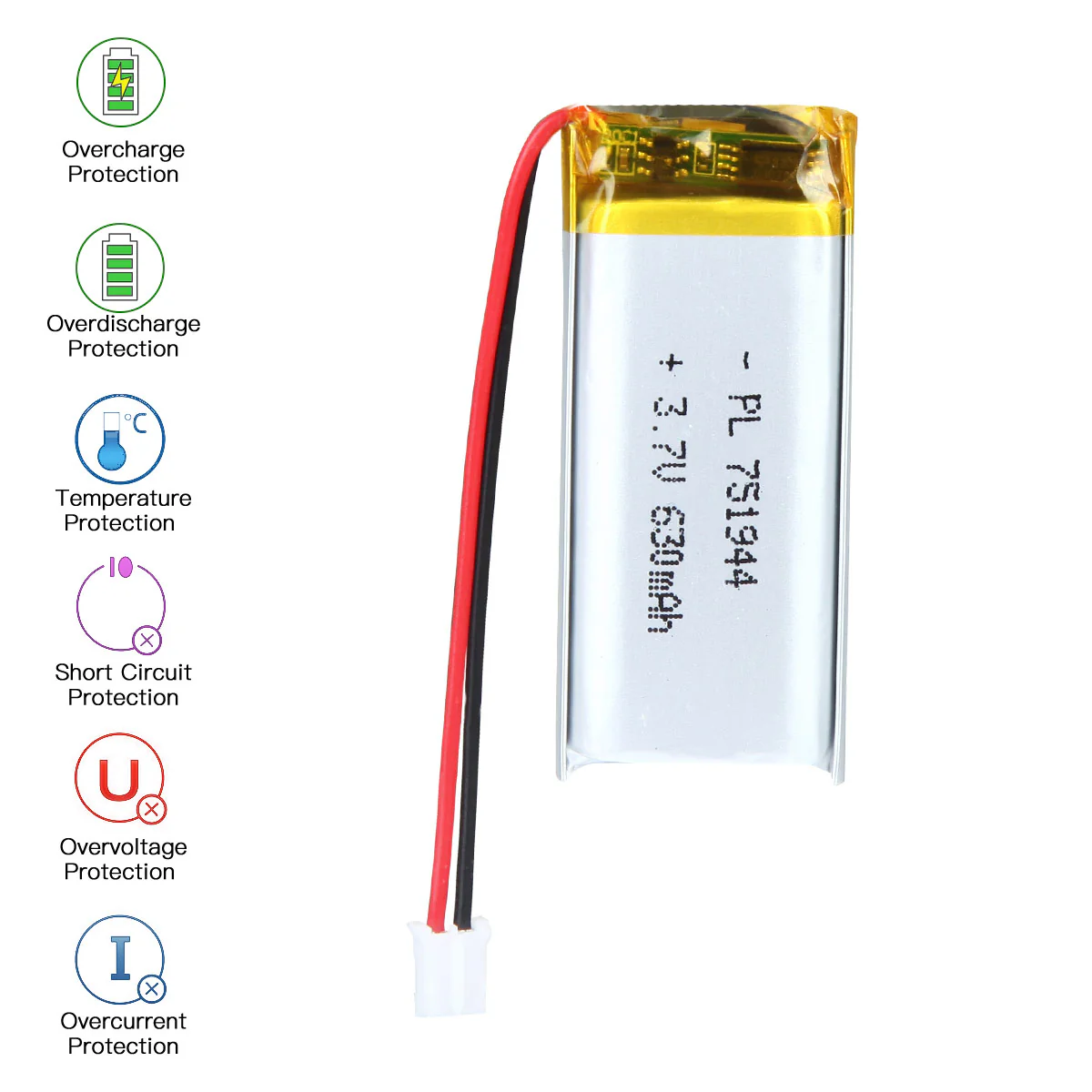 YDL 3.7V 630mAh 751944 Rechargeable Lithium Polymer Battery - Image 5