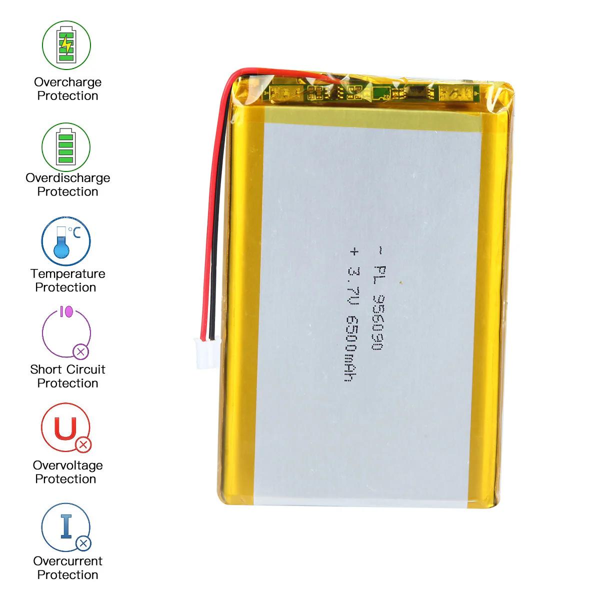 YDL 3.7V 6500mAh 956090 Rechargeable Lithium Polymer Battery Length 92mm - Image 5
