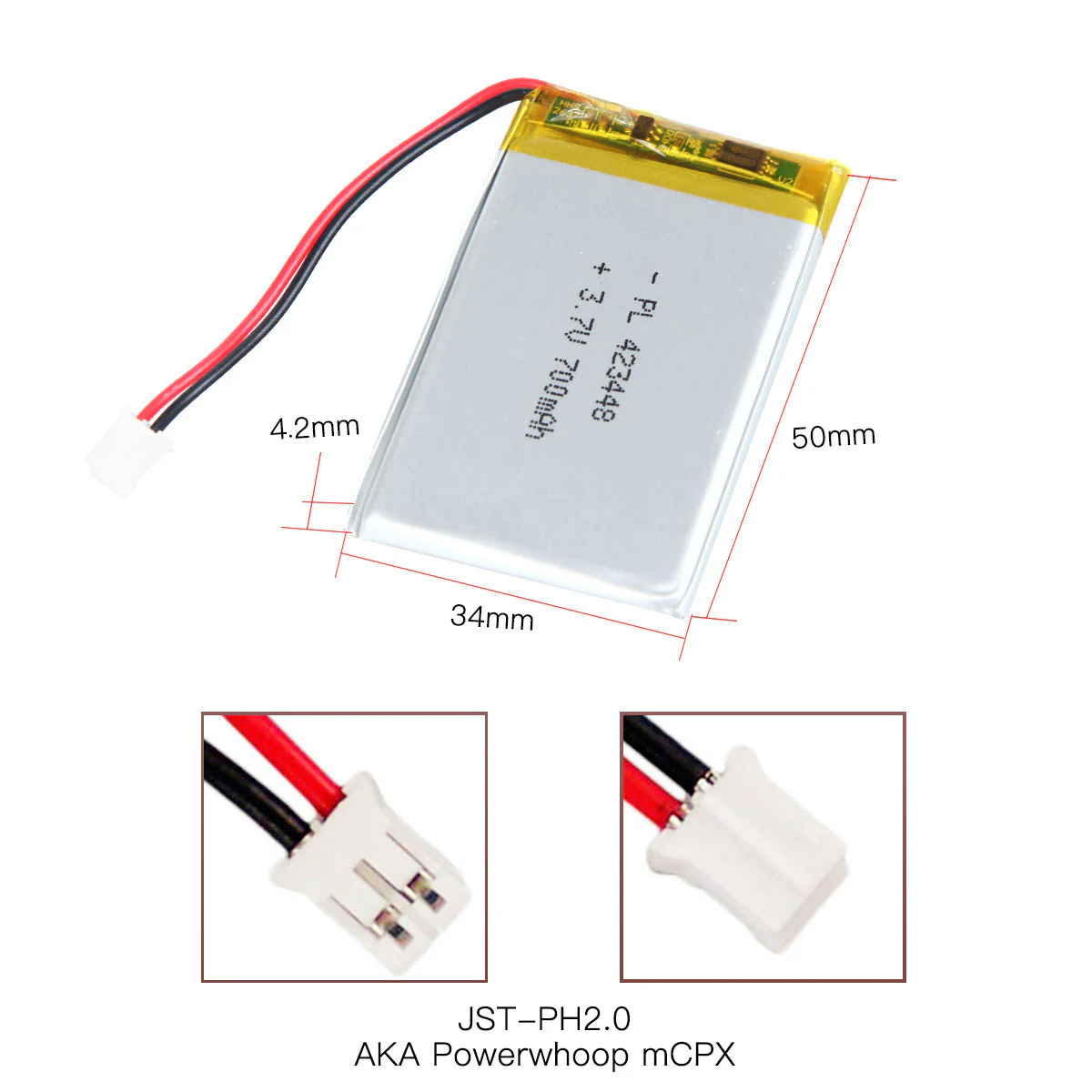 YDL 3.7V 700mAh 423448 Rechargeable Lithium Polymer Battery - Image 4