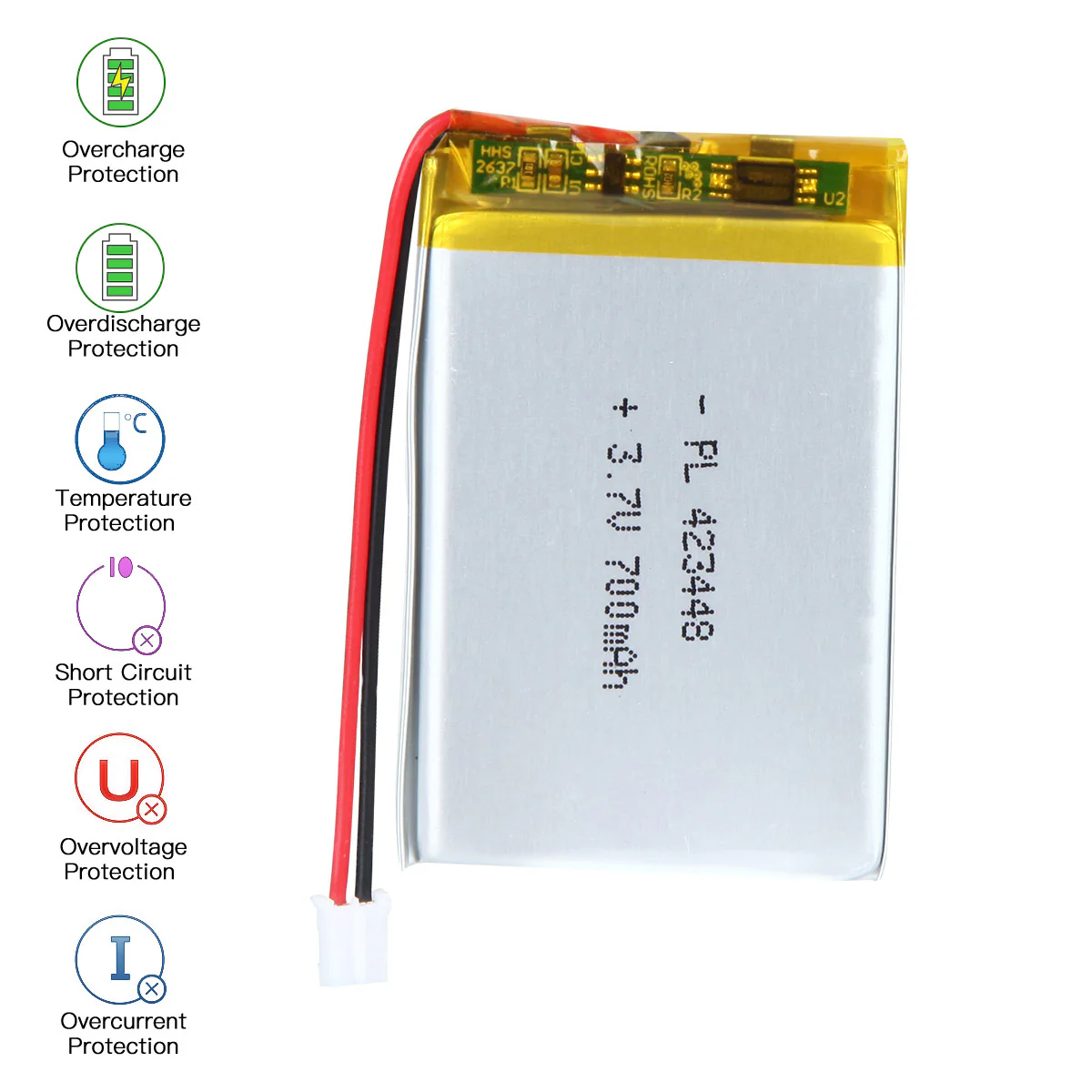 YDL 3.7V 700mAh 423448 Rechargeable Lithium Polymer Battery - Image 5