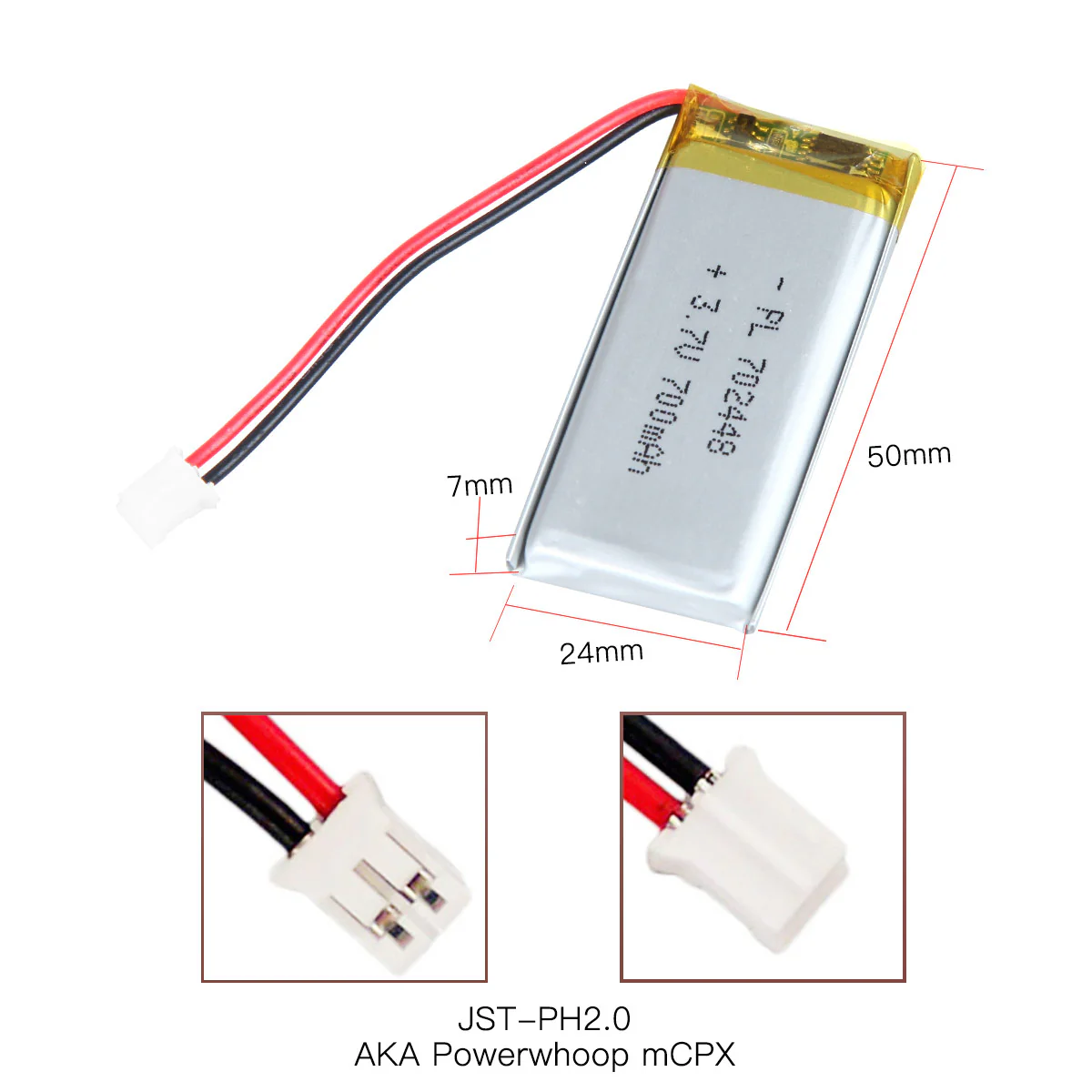 YDL 3.7V 700mAh 702448 Rechargeable Lithium Polymer Battery Length 50mm - Image 4