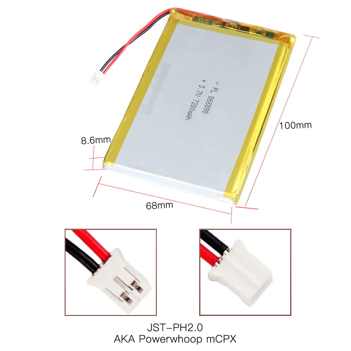 YDL 3.7V 7200mAh 866898 Rechargeable Lithium Polymer Battery - Image 4