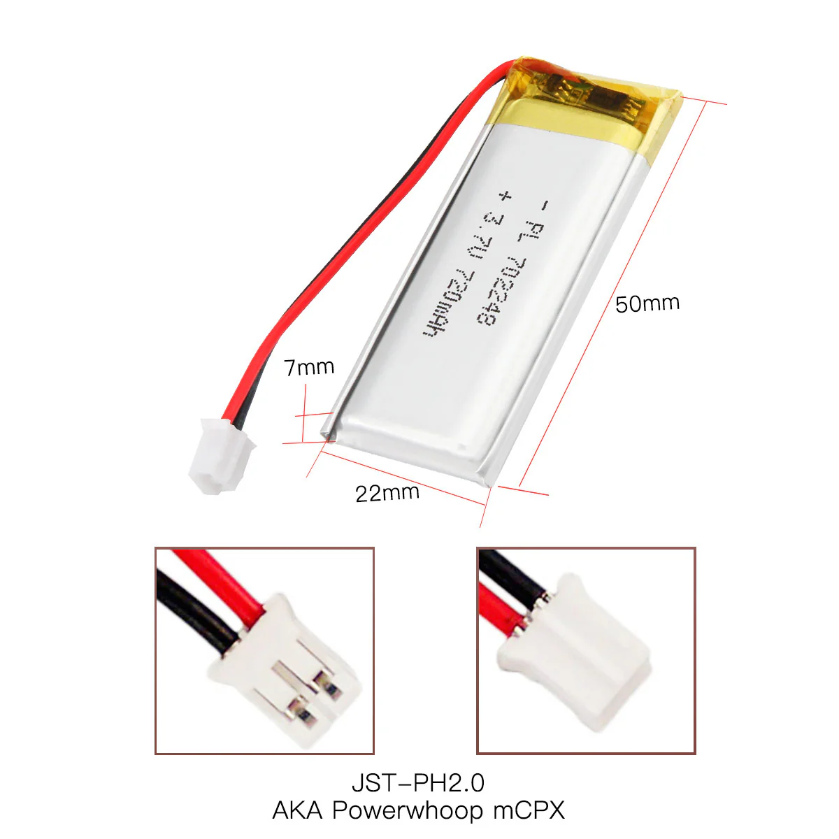 YDL 3.7V 720mAh 702248 Lithium Polymer Battery Pack - Image 4