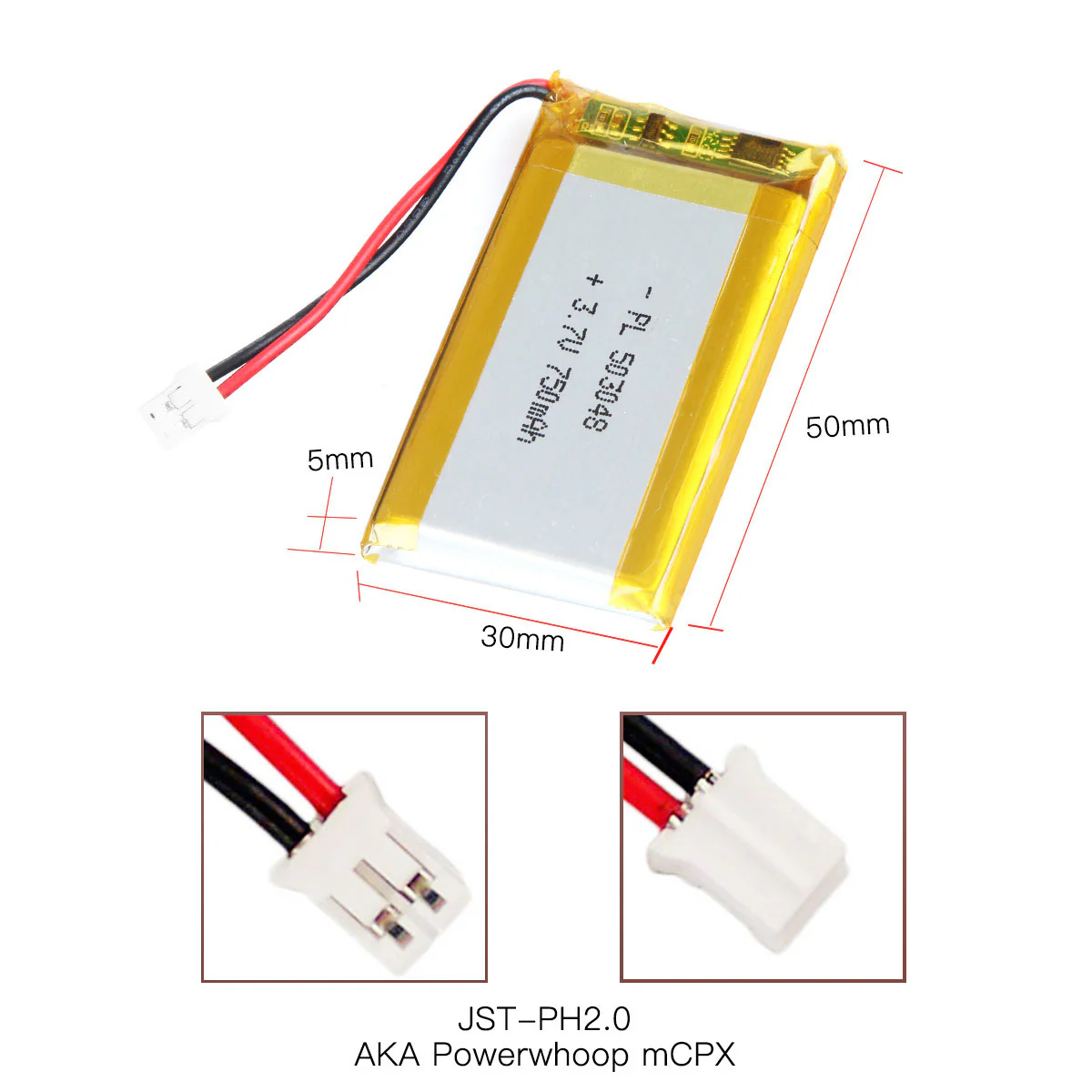 3.7V 750mAh 503048 Rechargeable Lithium  Polymer Battery - Image 4