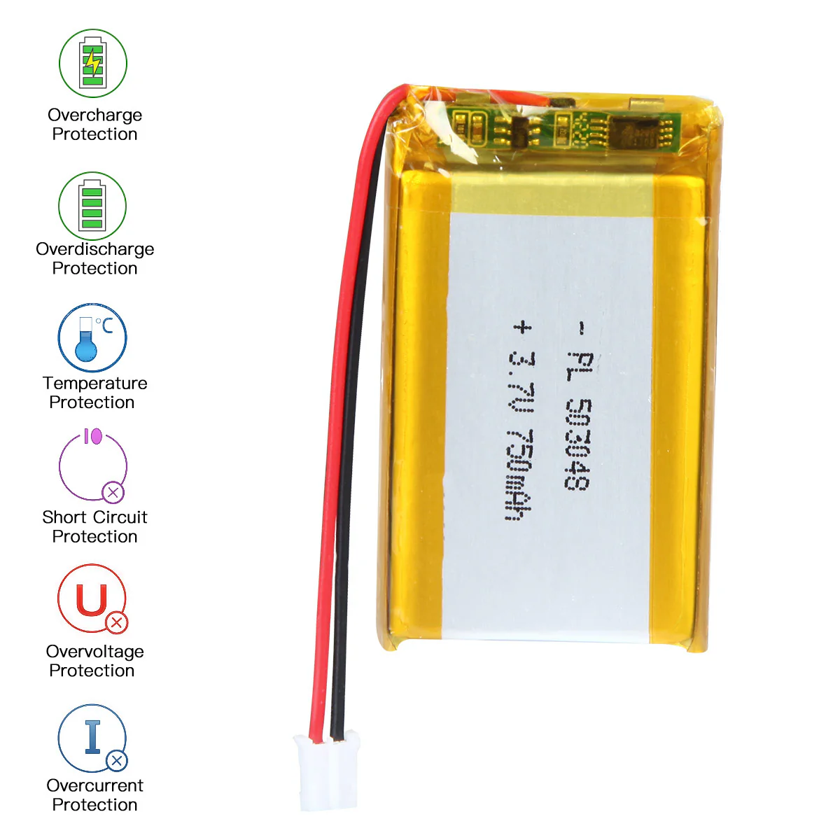 3.7V 750mAh 503048 Rechargeable Lithium  Polymer Battery - Image 5