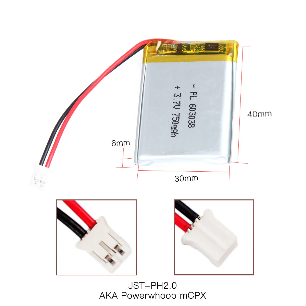 YDL 3.7V 750mAh 603038 Rechargeable Lithium Polymer Battery Length 40mm - Image 4