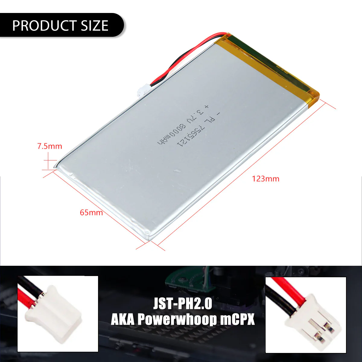YDL 3.7V 8000mAh 7565121 Rechargeable Lithium  Polymer Battery - Image 3
