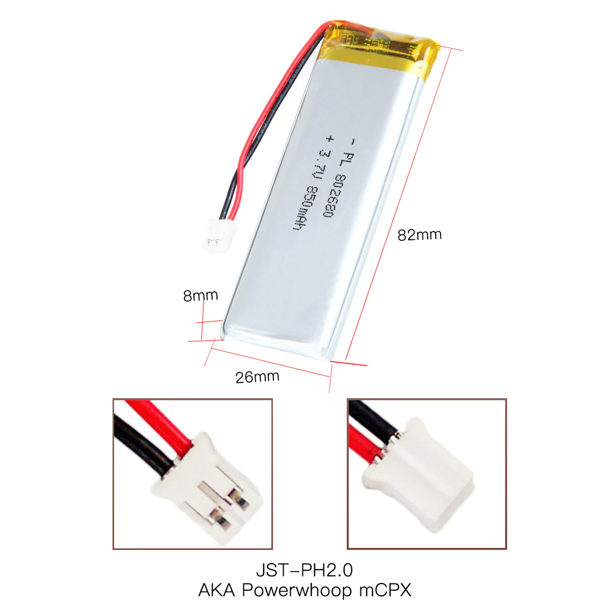YDL 3.7V 850mAh 802680 Rechargeable Lithium Polymer Battery - Image 4