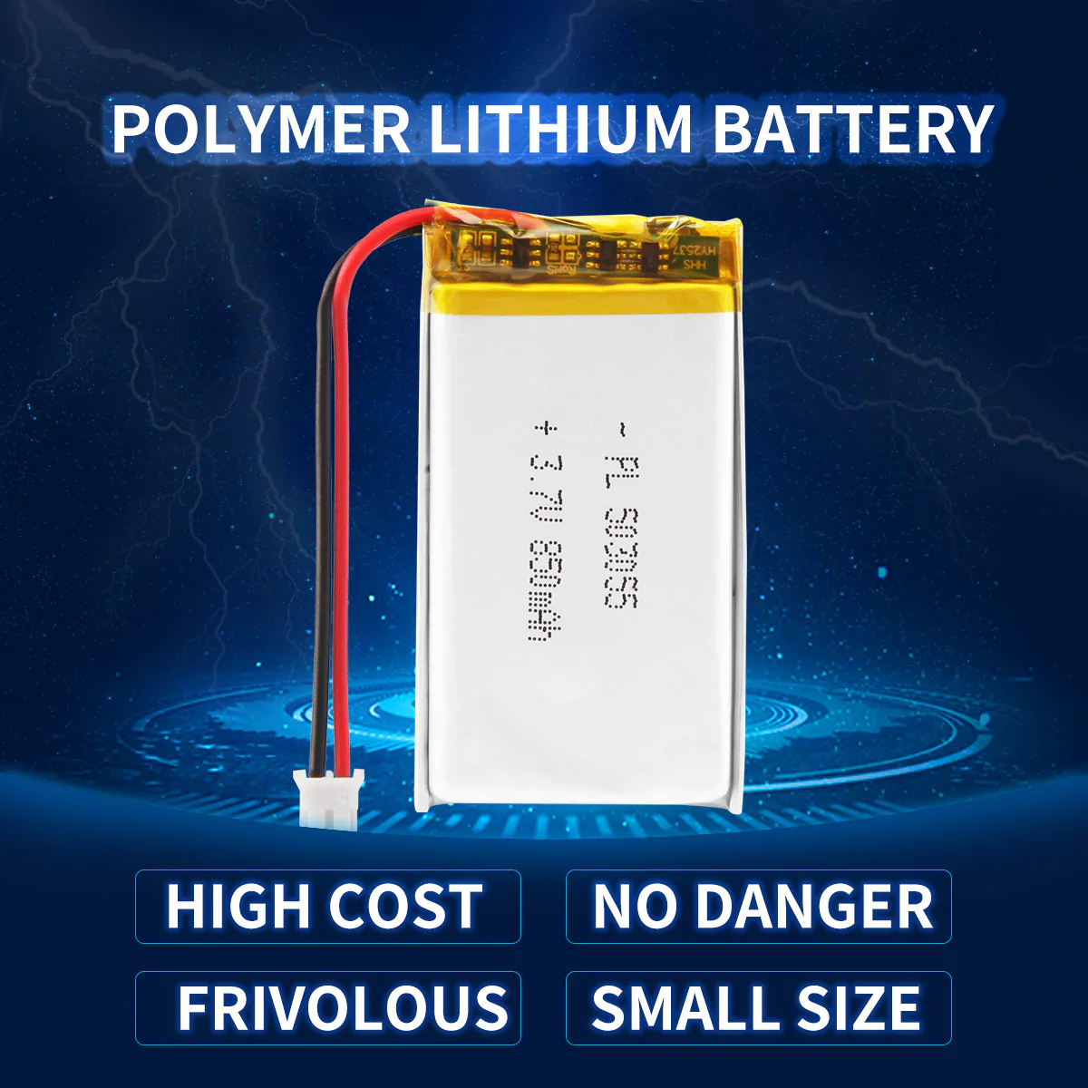 YDL 3.7V 850mAh 503055 Rechargeable Lithium  Polymer Battery - Image 4