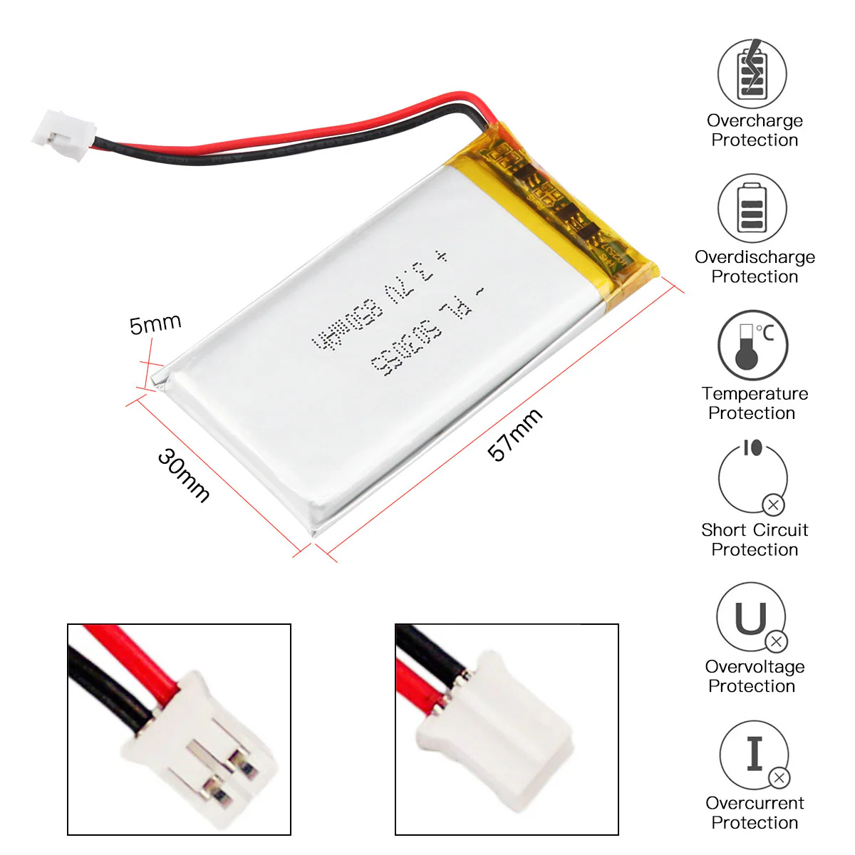 YDL 3.7V 850mAh 503055 Rechargeable Lithium  Polymer Battery - Image 6