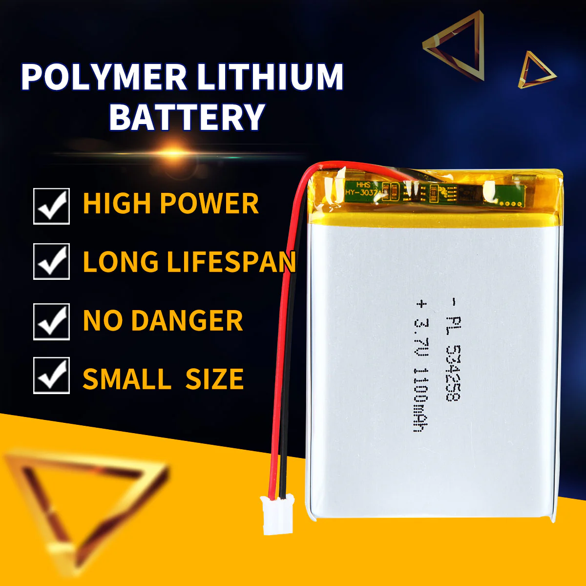 3.7V 1100mAh 534258 Rechargeable Lithium Polymer Battery - Image 2