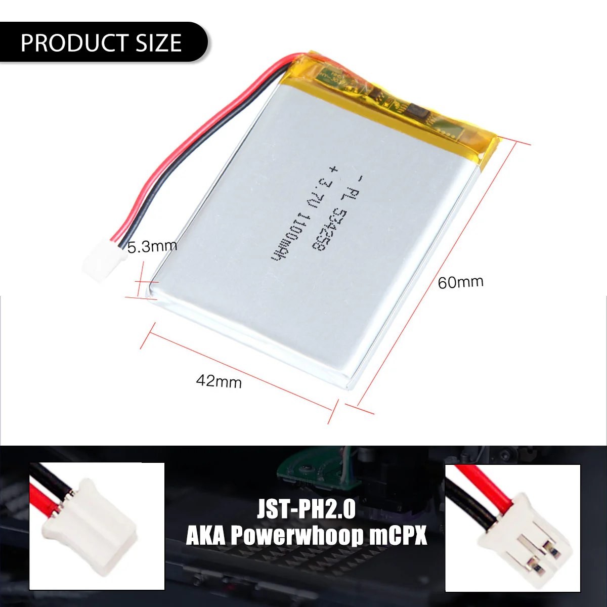 3.7V 1100mAh 534258 Rechargeable Lithium Polymer Battery - Image 5