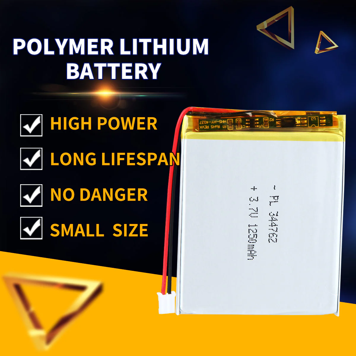 3.7V 1250mAh 344762 Rechargeable Lithium Polymer Battery - Image 2