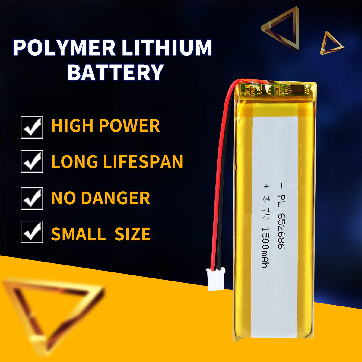 3.7V 1500mAh 652686 Rechargeable Lithium Polymer Battery - Image 2