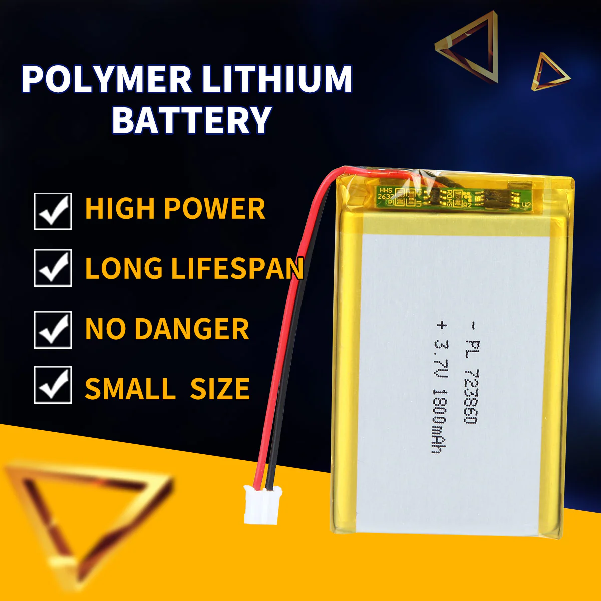 3.7V 1800mAh 723860 Rechargeable Lithium Polymer Battery - Image 2