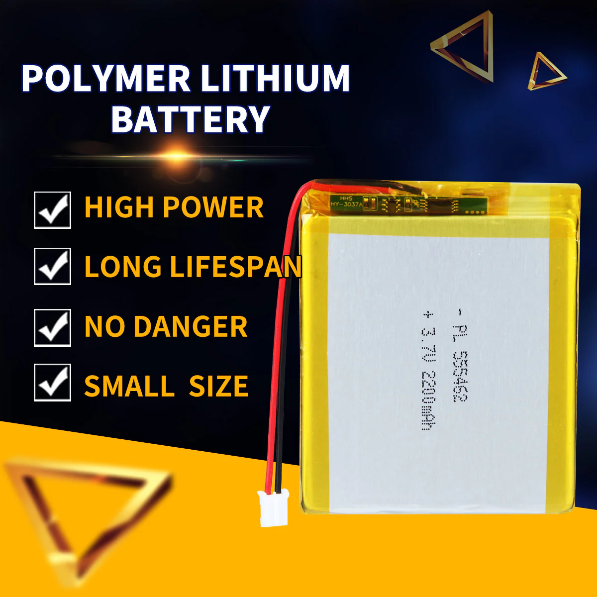 3.7V 2200mAh 555462 Rechargeable Lithium Polymer Battery - Image 2