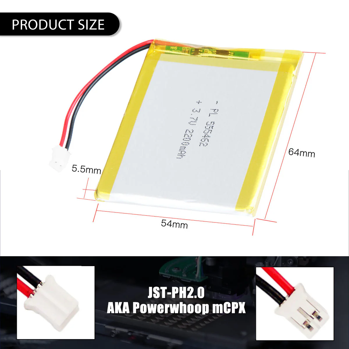 3.7V 2200mAh 555462 Rechargeable Lithium Polymer Battery - Image 5