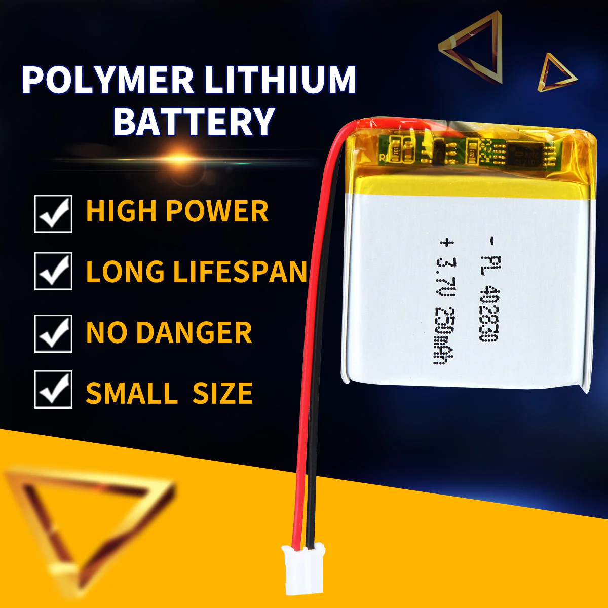 3.7V 250mAh 402830 Rechargeable Lithium Polymer Battery - Image 2