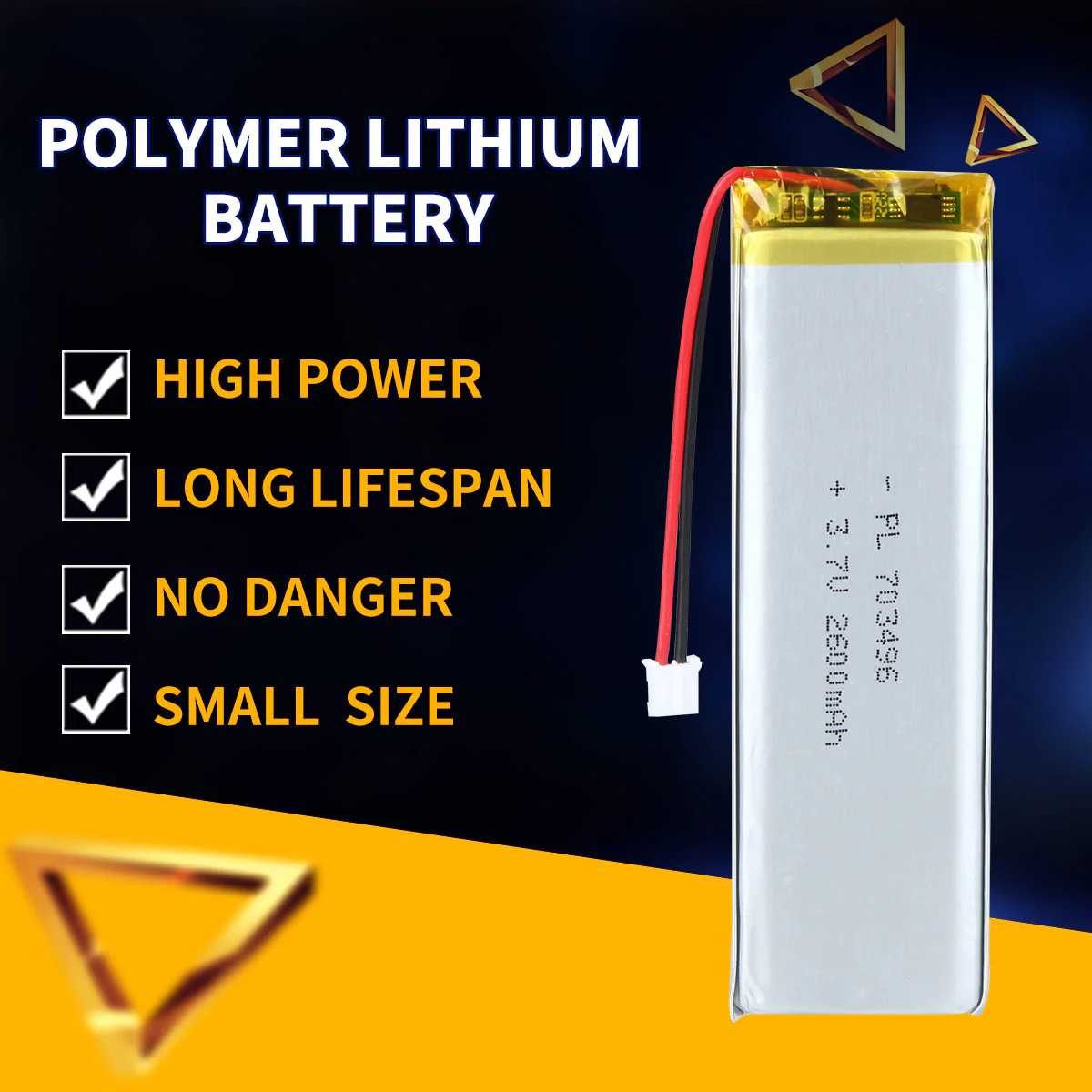 3.7V 2600mAh 703496 Rechargeable Lithium Polymer Battery - Image 2
