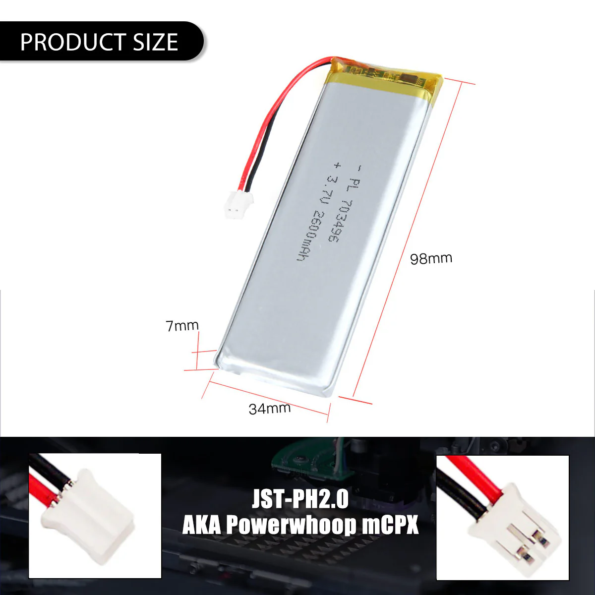 3.7V 2600mAh 703496 Rechargeable Lithium Polymer Battery - Image 5