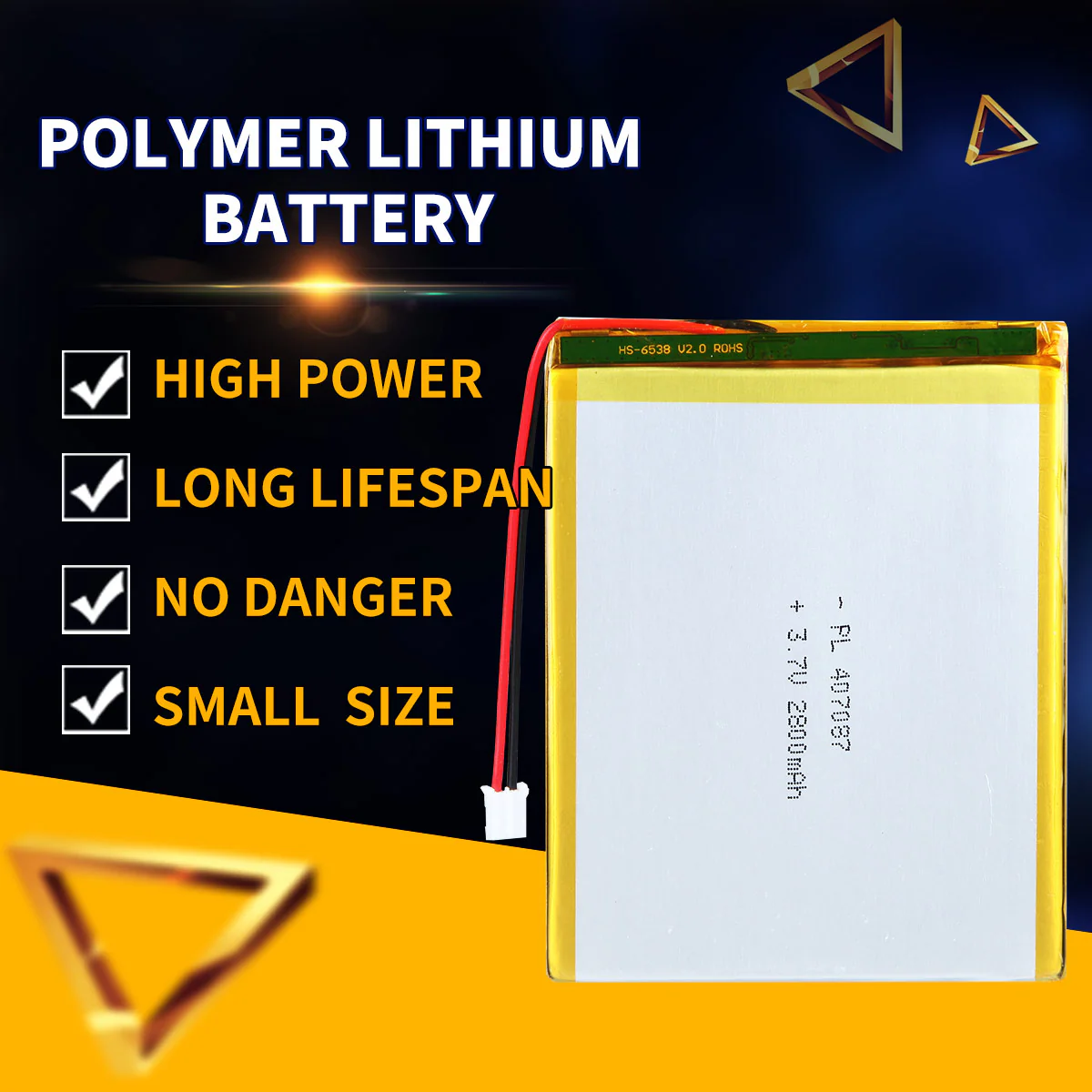 3.7V 2800mAh 407087 Rechargeable Lithium Polymer Battery - Image 2