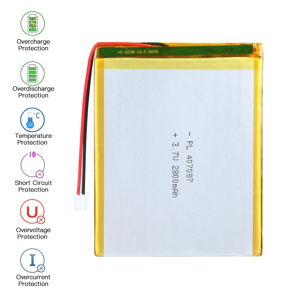 3.7V 2800mAh 407087 Rechargeable Lithium Polymer Battery - Image 4