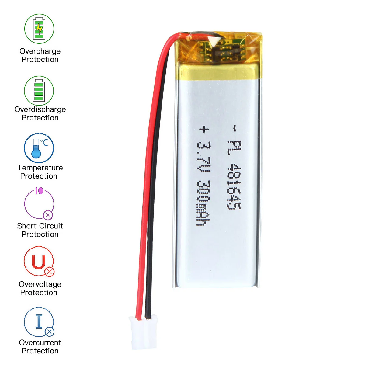 3.7V 300mAh 481645 Rechargeable Lithium Polymer Battery - Image 4