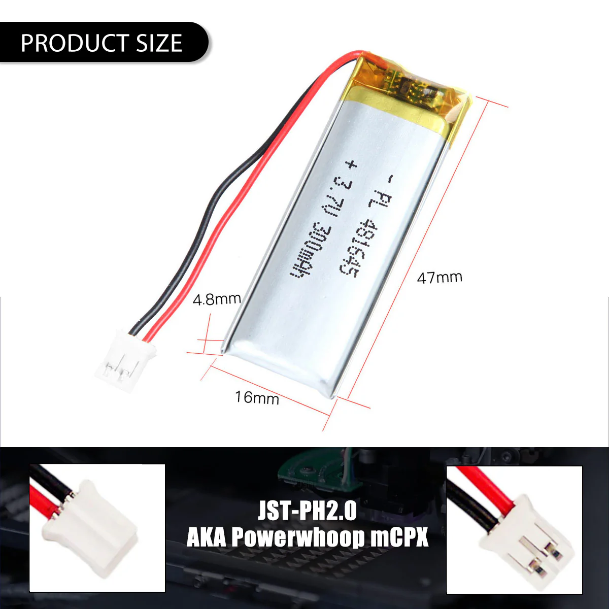 3.7V 300mAh 481645 Rechargeable Lithium Polymer Battery - Image 5