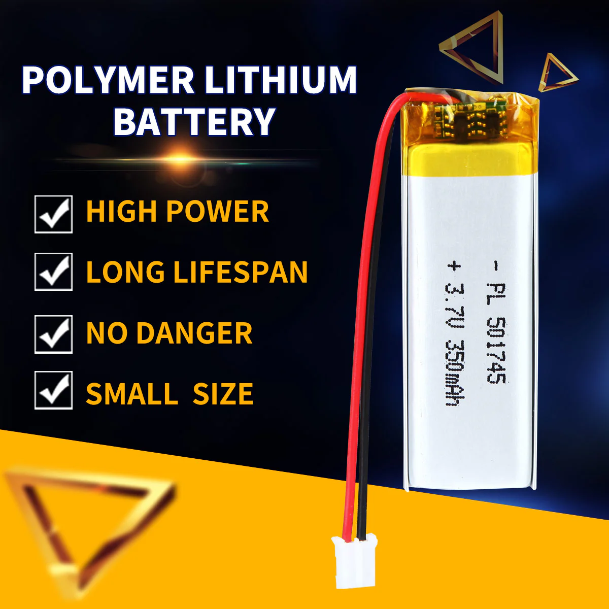 3.7V 350mAh 501745 Rechargeable Lithium Polymer Battery - Image 2