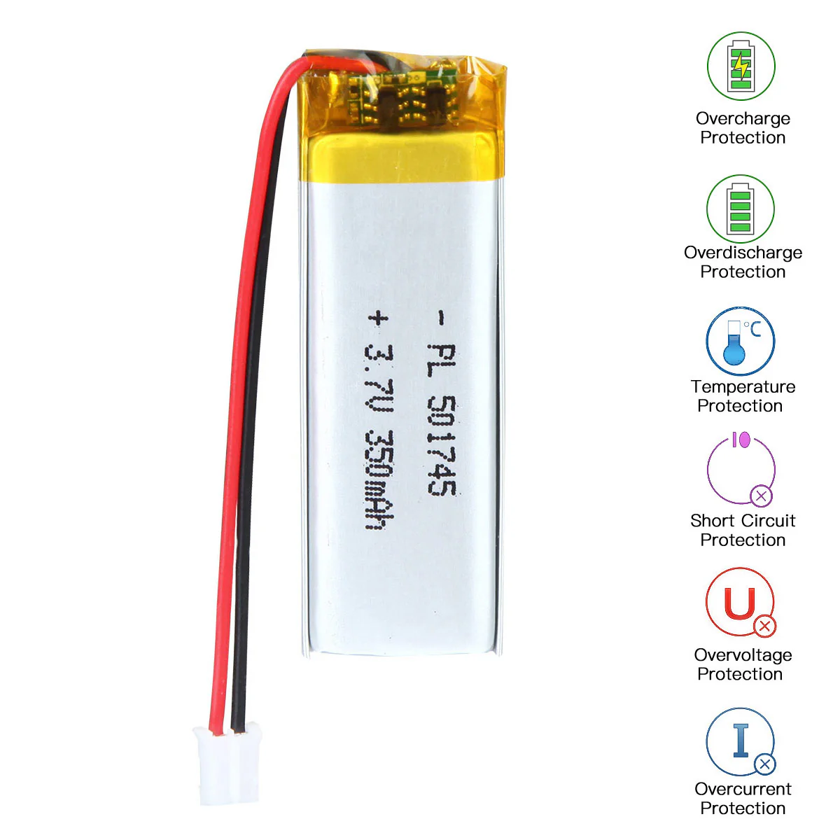 3.7V 350mAh 501745 Rechargeable Lithium Polymer Battery - Image 5