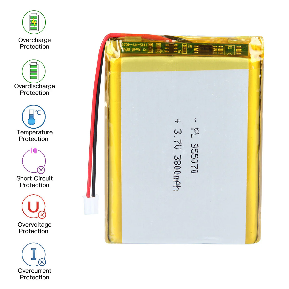 3.7V 3800mAh 955070 Rechargeable Lithium Polymer Battery - Image 4