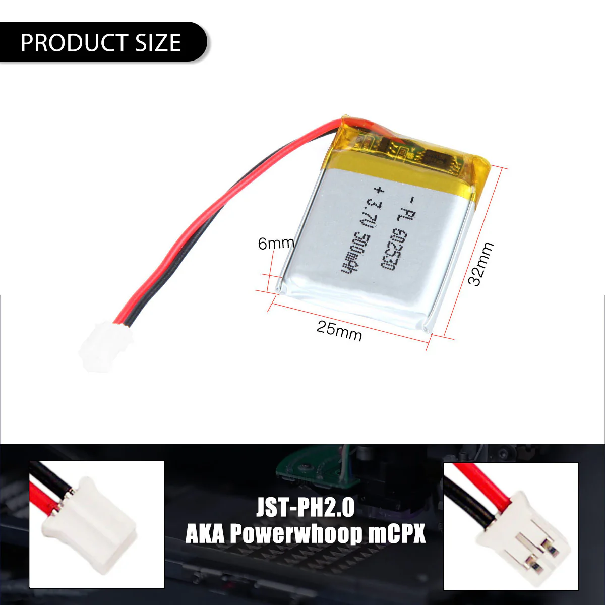 3.7V 500mAh 602530 Rechargeable Lithium Polymer Battery - Image 6