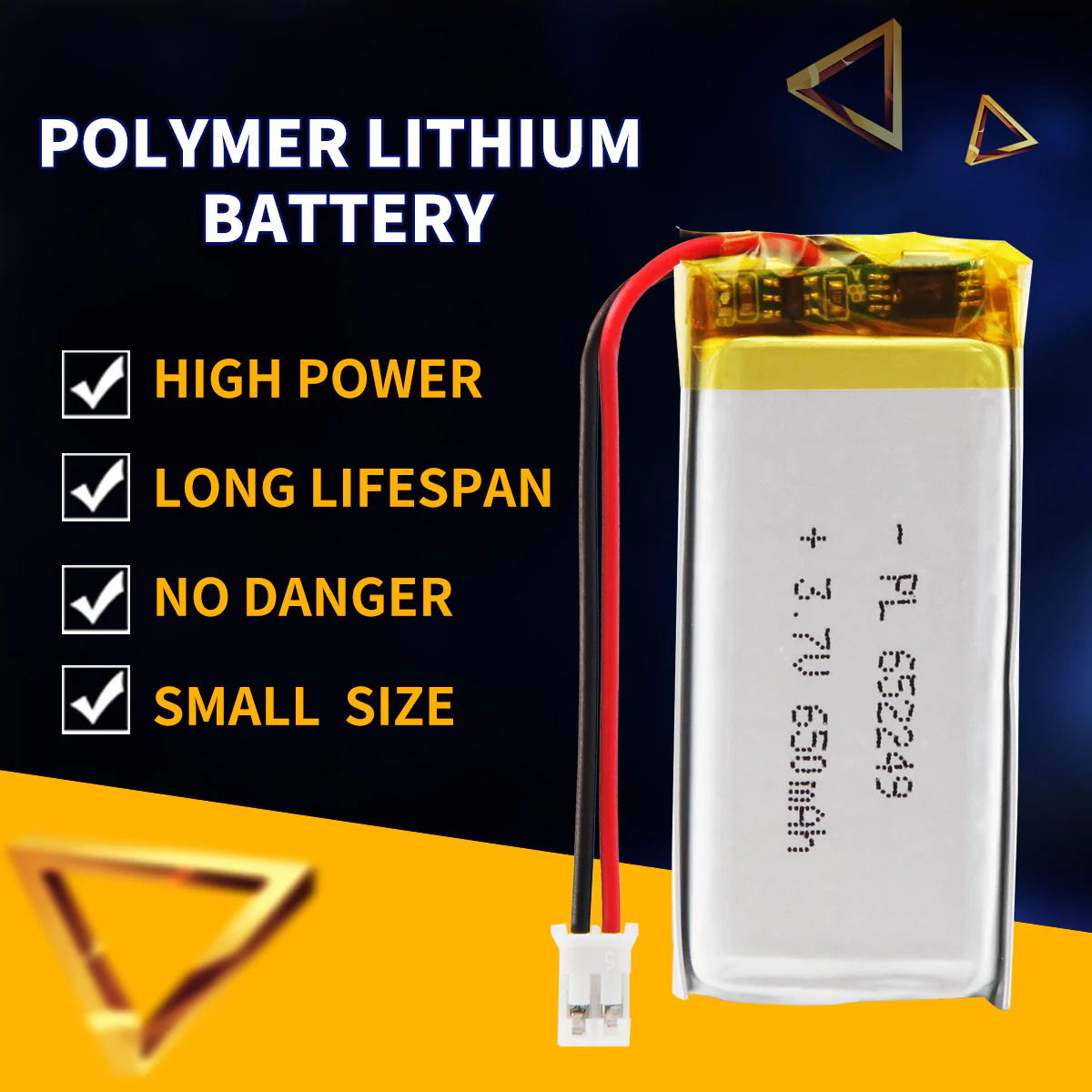 3.7V 652249 650mAh Rechargeable Lithium Polymer Battery - Image 4