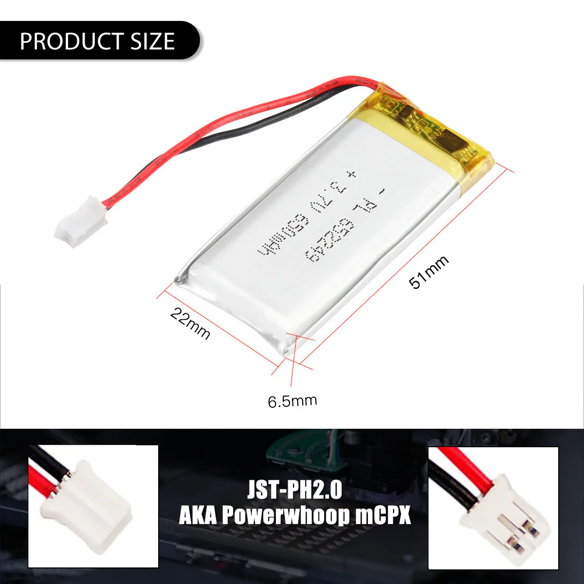 3.7V 652249 650mAh Rechargeable Lithium Polymer Battery - Image 6