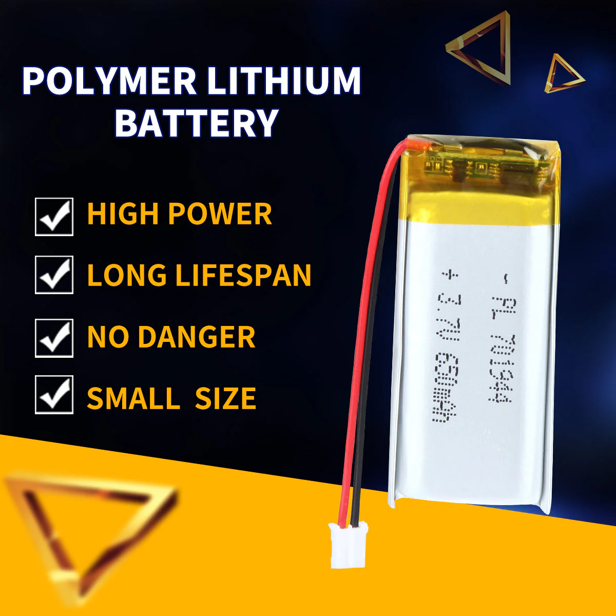 3.7V 701944 650mAh Rechargeable Lithium Polymer Battery - Image 3