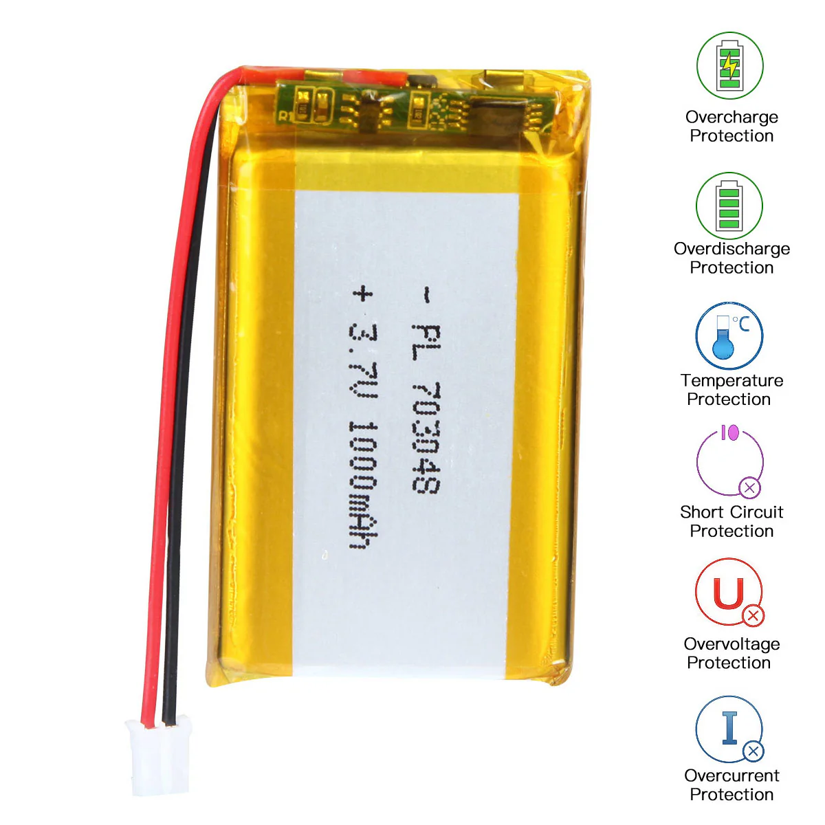 3.7V 703048 1000mAh Rechargeable Lithium Polymer Battery - Image 5