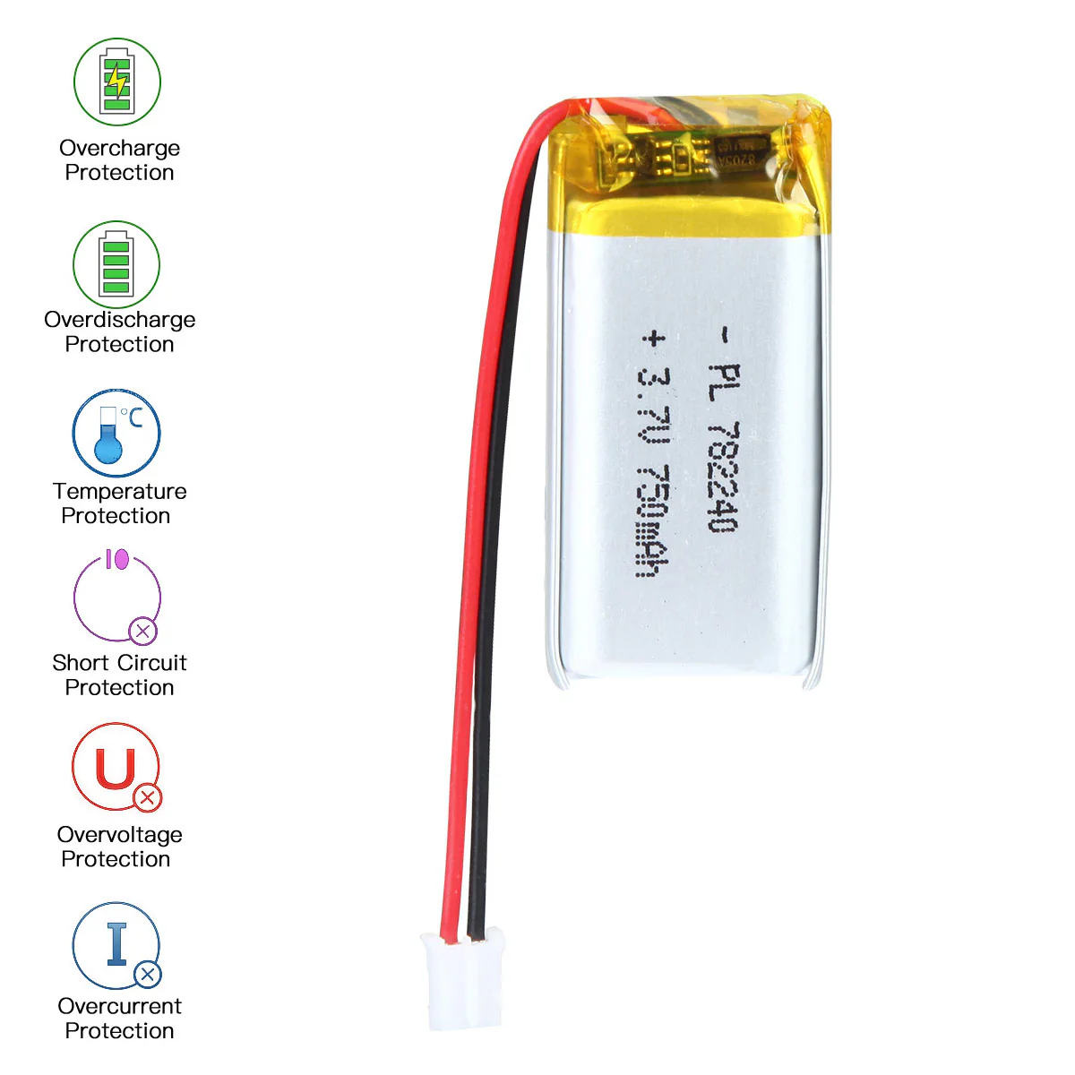3.7V 750mAh 782240 Rechargeable Lithium Polymer Battery - Image 4