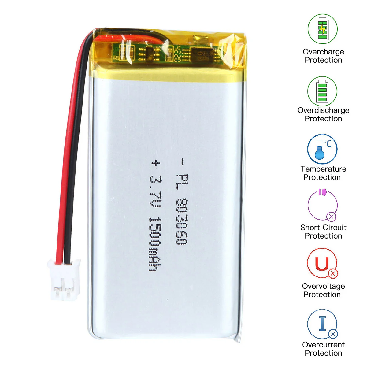 3.7V 803060 1500mAh Rechargeable Lithium Polymer Battery - Image 4