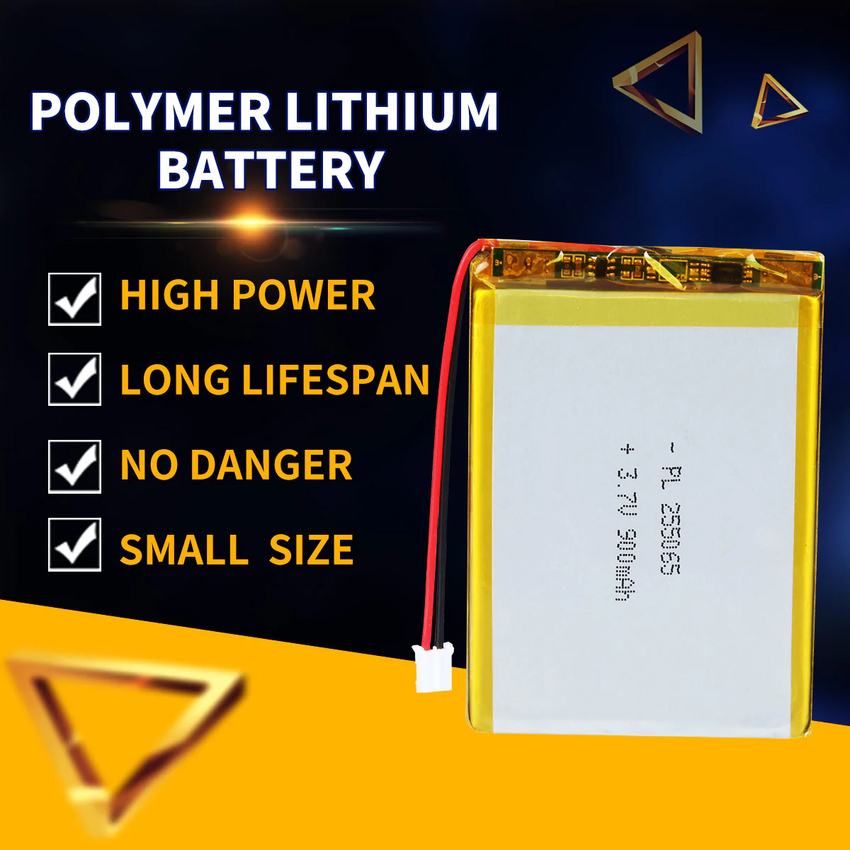 3.7V 900mAh 255065 Rechargeable Lithium Polymer Battery - Image 2